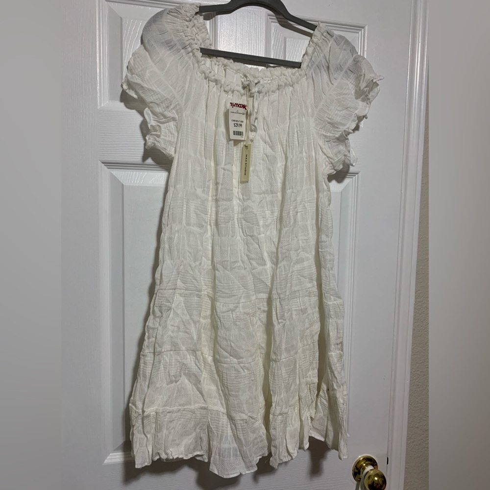 T.J. Maxx White Textured Dress